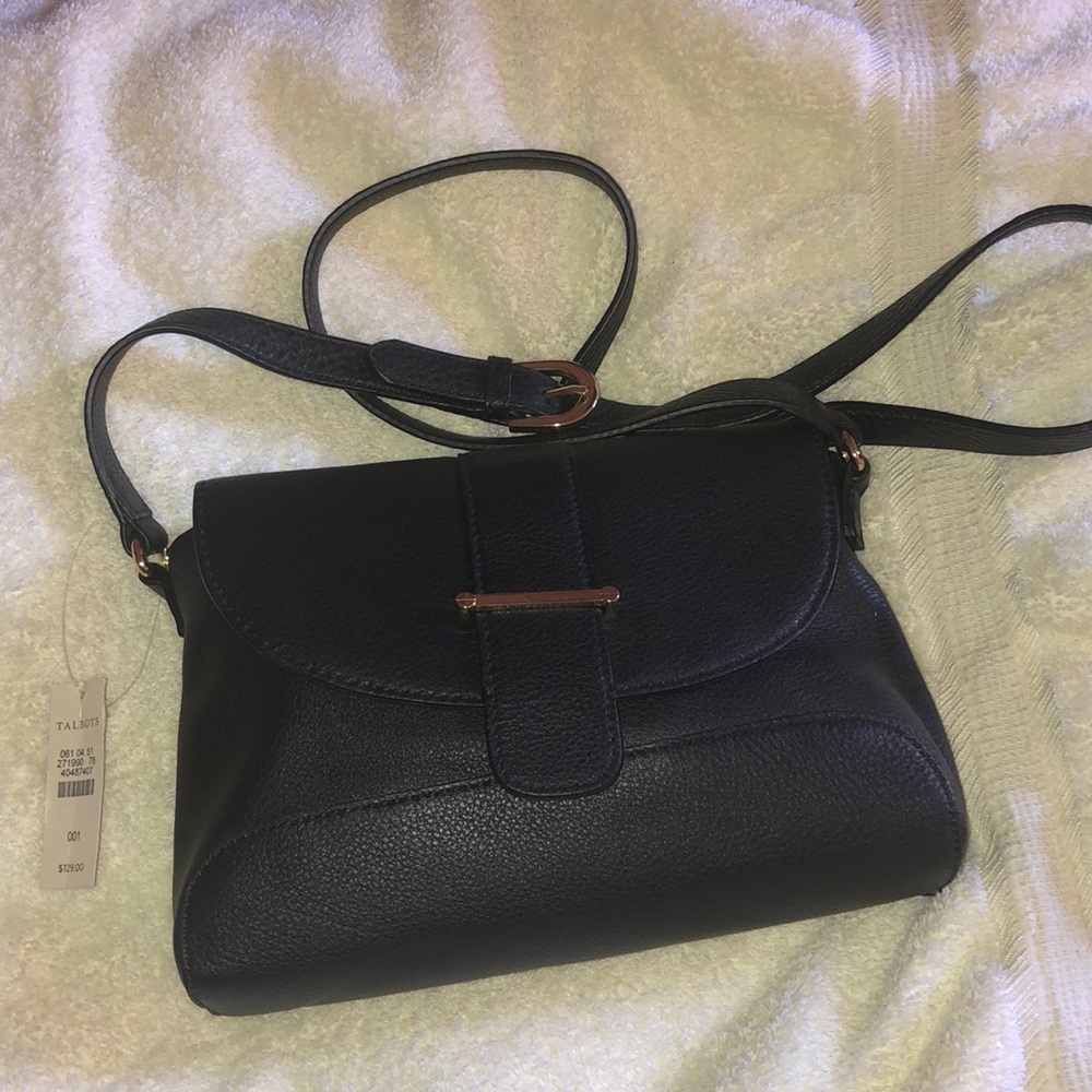 Black Leather Talbots Cross Body Bag